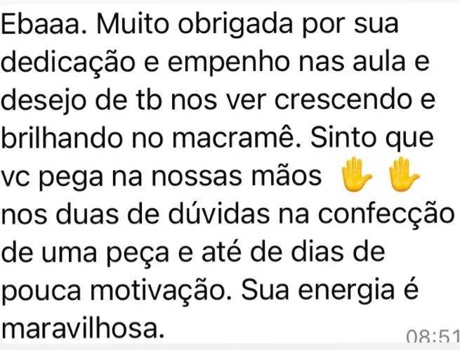 Print do depoimento da aluna