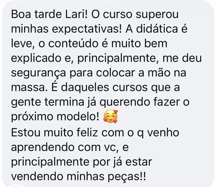 Print do depoimento da aluna